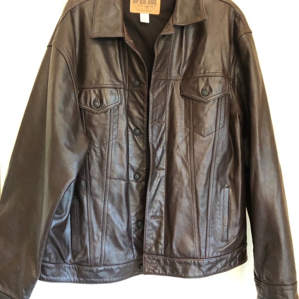 Men’s Gap Leather Jean Jacket Size XXL